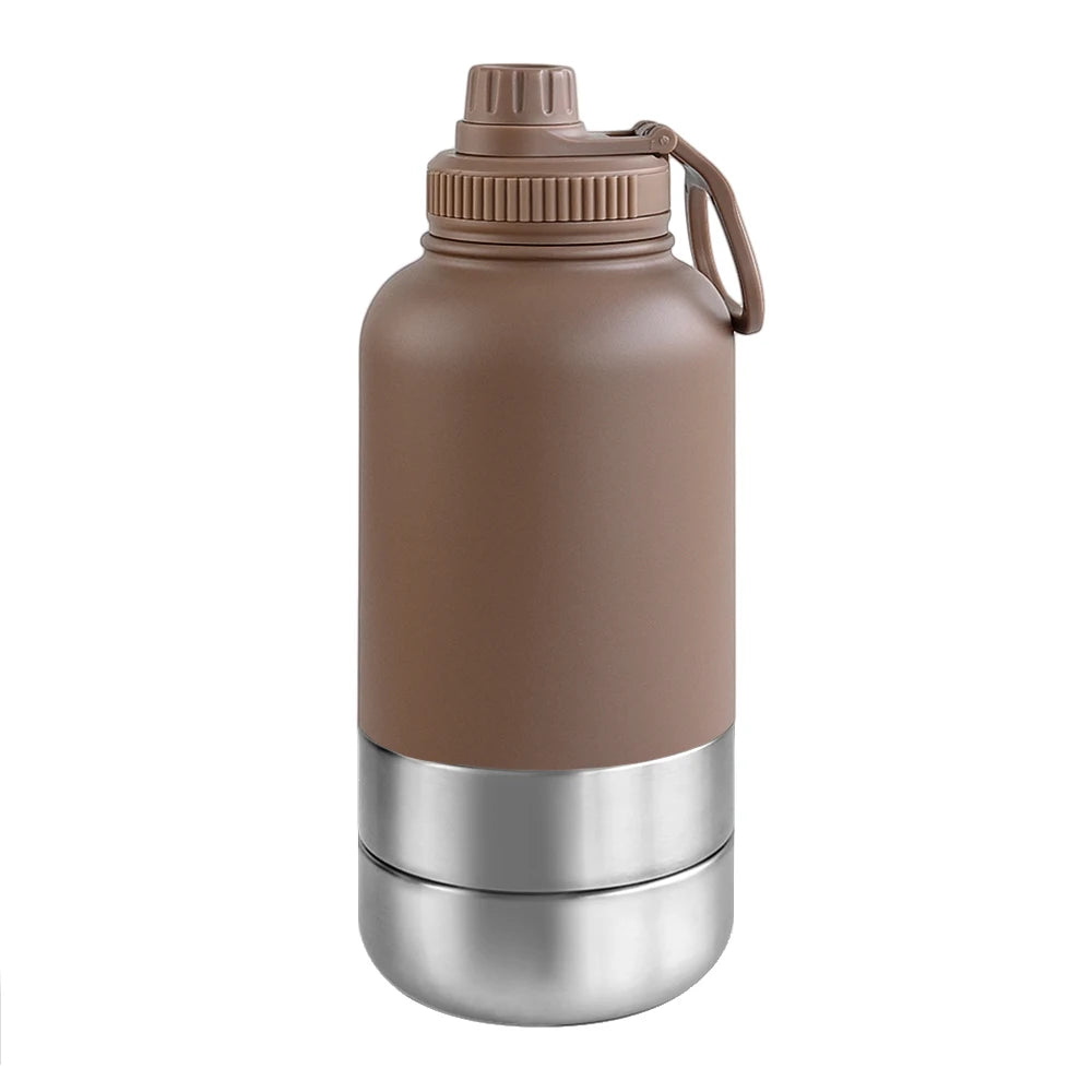 32Oz Portable 3 in 1 Pet Water Bottle Stainless Steel Pet Insulated Feeder Travel Outdoor 34Oz Pet Bowl Dog Food Cup