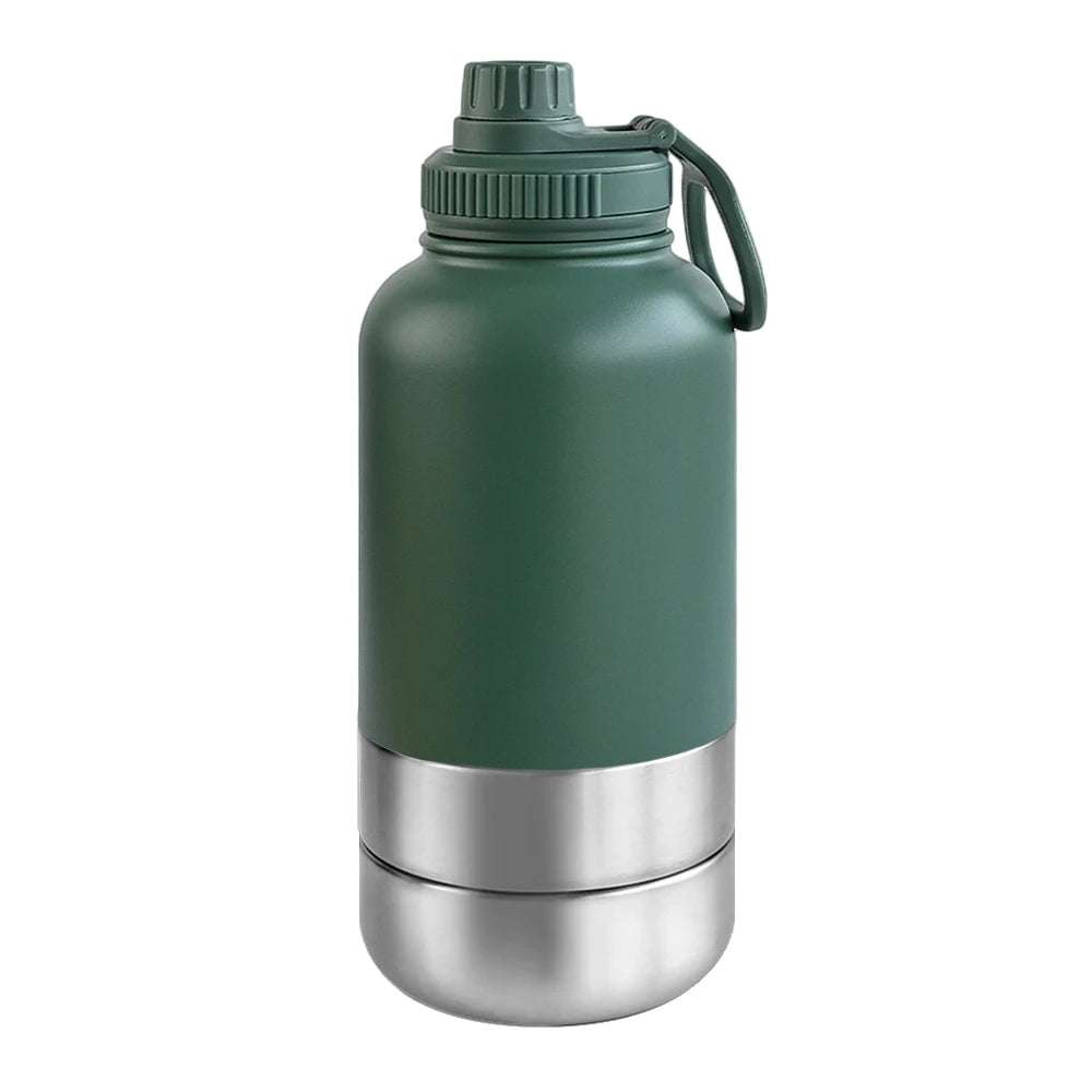 32Oz Portable 3 in 1 Pet Water Bottle Stainless Steel Pet Insulated Feeder Travel Outdoor 34Oz Pet Bowl Dog Food Cup