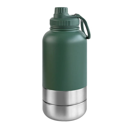32Oz Portable 3 in 1 Pet Water Bottle Stainless Steel Pet Insulated Feeder Travel Outdoor 34Oz Pet Bowl Dog Food Cup