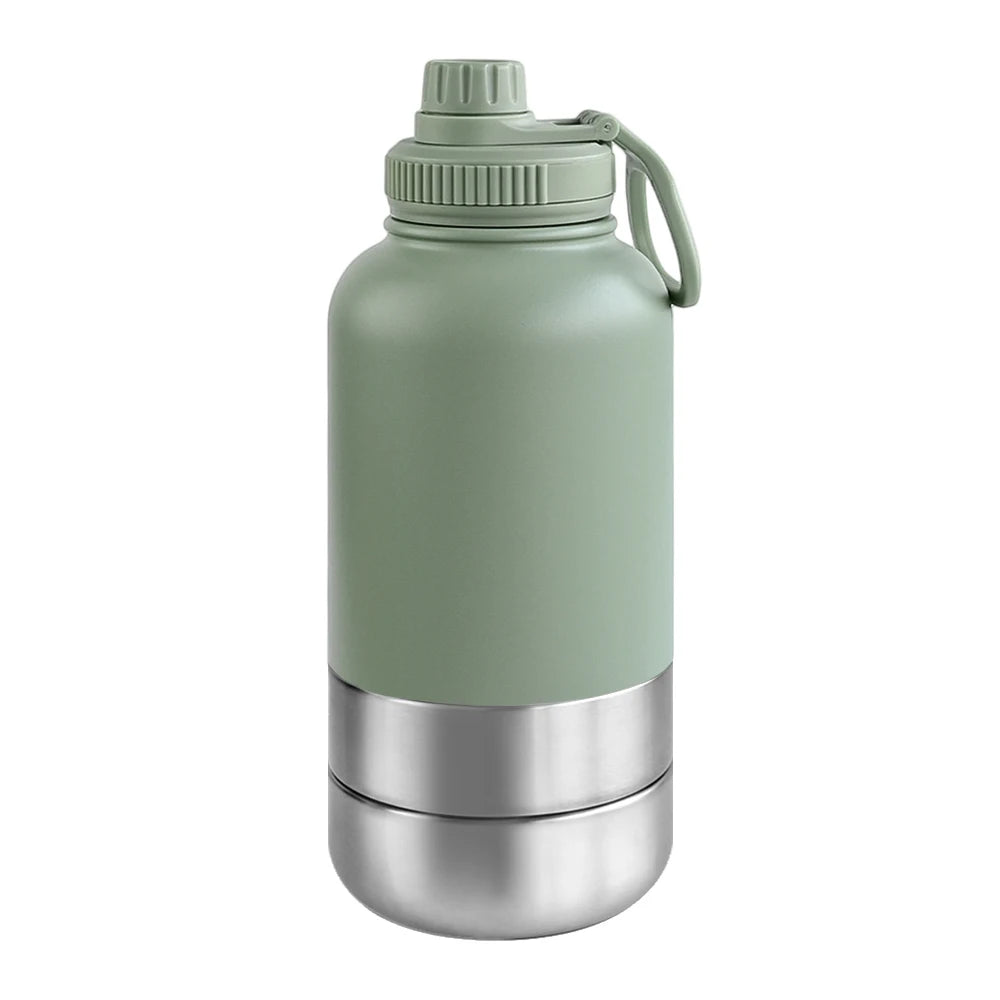 32Oz Portable 3 in 1 Pet Water Bottle Stainless Steel Pet Insulated Feeder Travel Outdoor 34Oz Pet Bowl Dog Food Cup