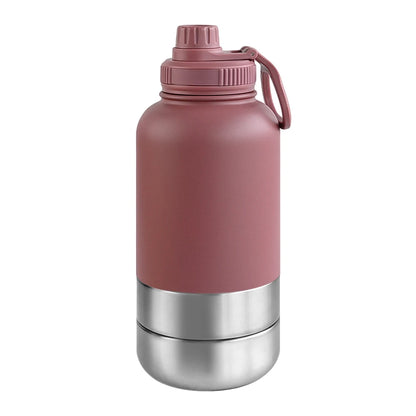 32Oz Portable 3 in 1 Pet Water Bottle Stainless Steel Pet Insulated Feeder Travel Outdoor 34Oz Pet Bowl Dog Food Cup