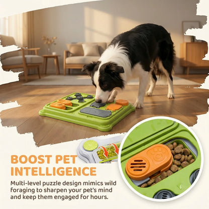 Interactive Puzzle Feeder Toy for Small & Medium Dogs, Offering Fun Challenges and Treat Dispensing.