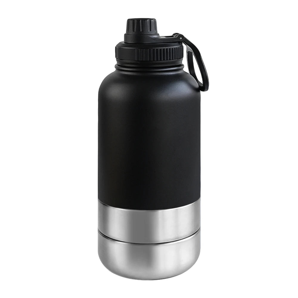 32Oz Portable 3 in 1 Pet Water Bottle Stainless Steel Pet Insulated Feeder Travel Outdoor 34Oz Pet Bowl Dog Food Cup