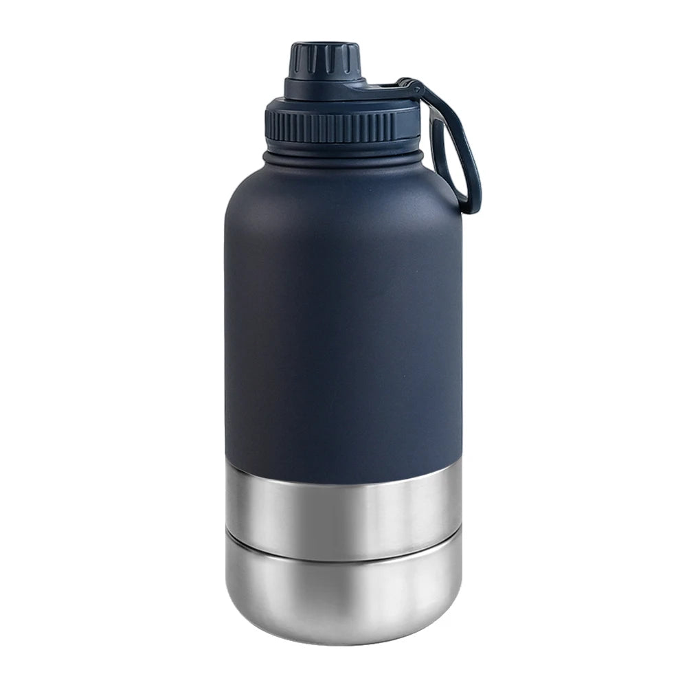 32Oz Portable 3 in 1 Pet Water Bottle Stainless Steel Pet Insulated Feeder Travel Outdoor 34Oz Pet Bowl Dog Food Cup