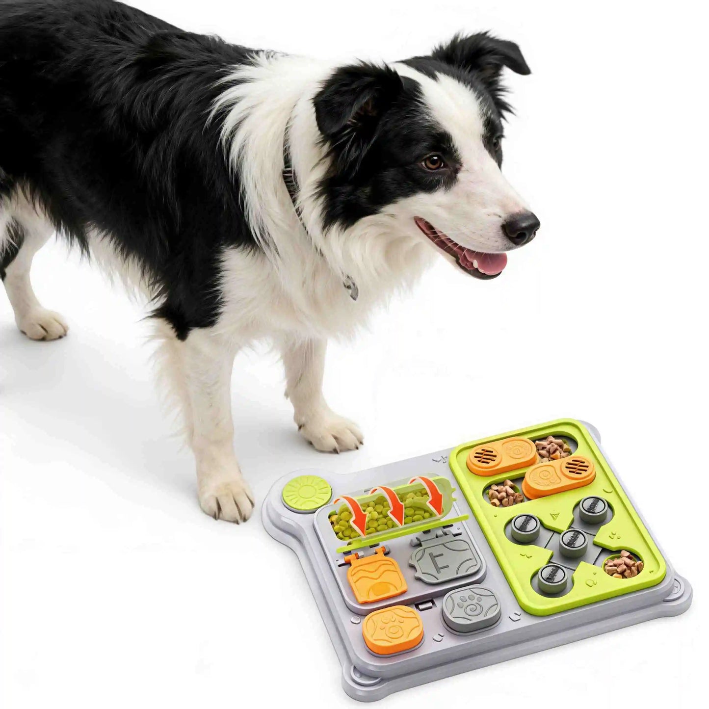 Interactive Puzzle Feeder Toy for Small & Medium Dogs, Offering Fun Challenges and Treat Dispensing.