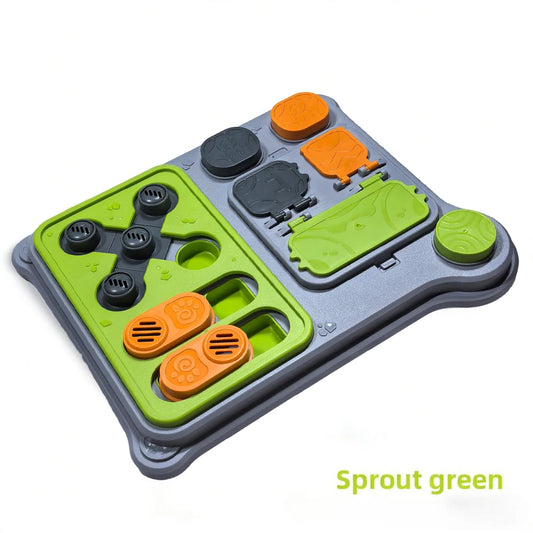 Interactive Puzzle Feeder Toy for Small & Medium Dogs, Offering Fun Challenges and Treat Dispensing.
