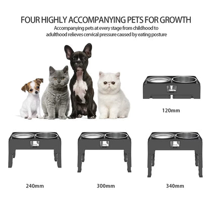 Elevated Slow Feeder Dog Bowls, Adjustable Raised Dog Bowl with No Spill Dog Water Bowl, Non-Slip Dog Food Bowl Stand for Pet