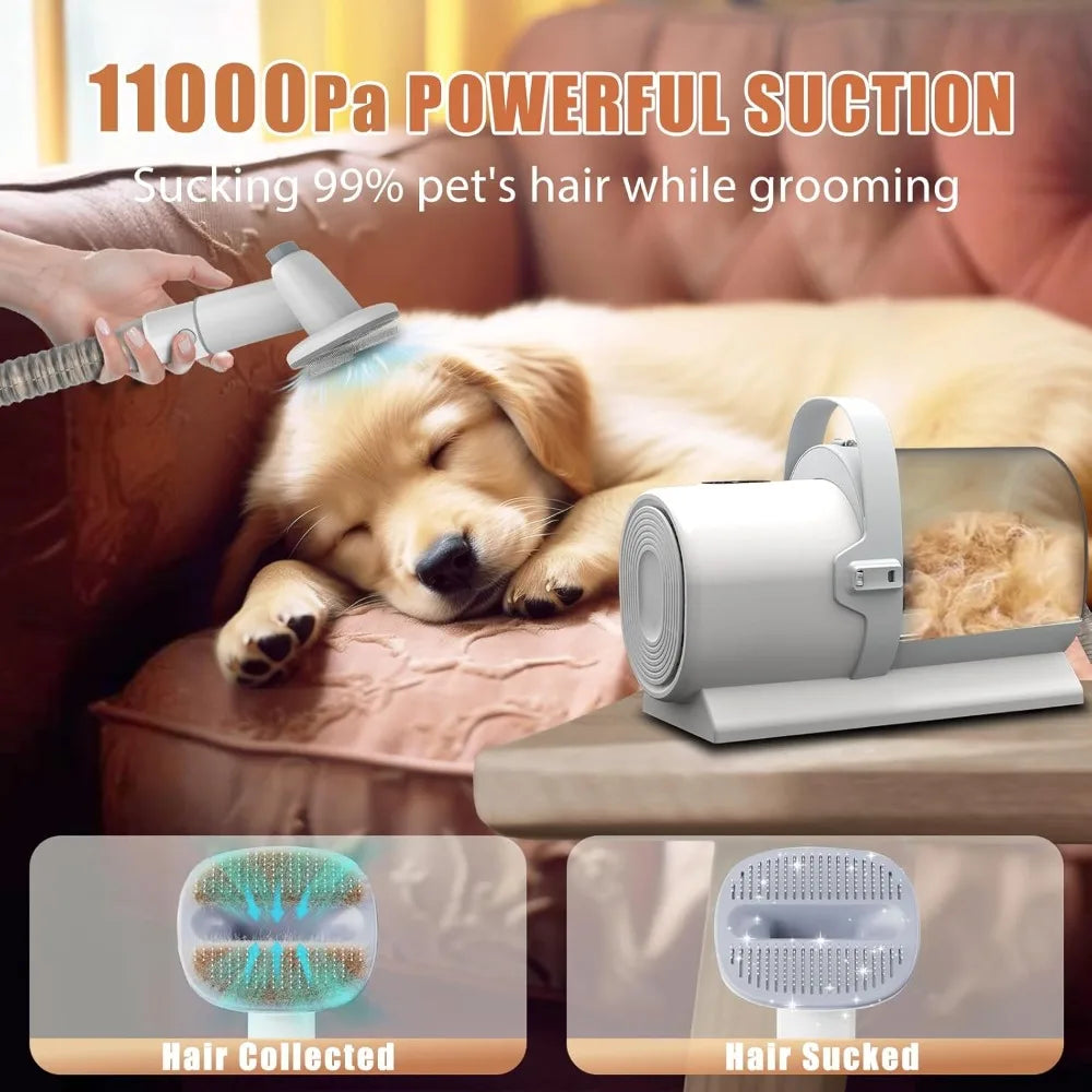 Professional Dog Grooming Vacuum and Pet Grooming Kit with Dog Clippers, 2.5L Dust Cup and 11000Pa Suction Power for Shedding Management